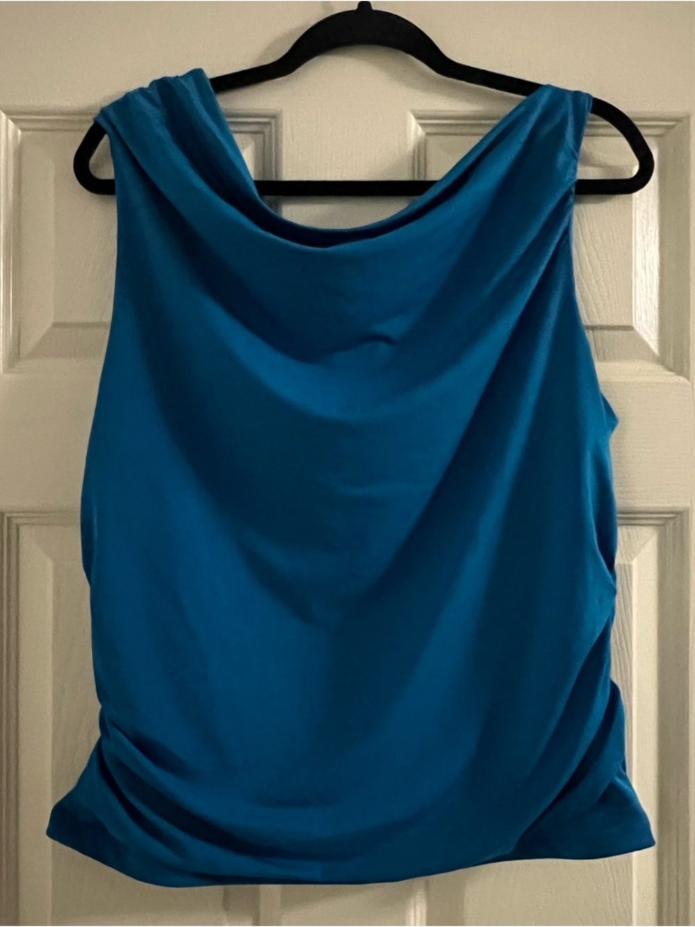 INC- Romantic Fash- Blue Draped Cowl Neck Sleeveless Top